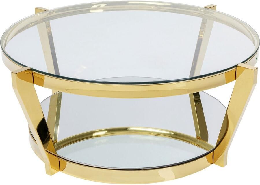 Kare Design Monocolo Ronde Salontafel 90 Cm Glazen En Goudkleurig