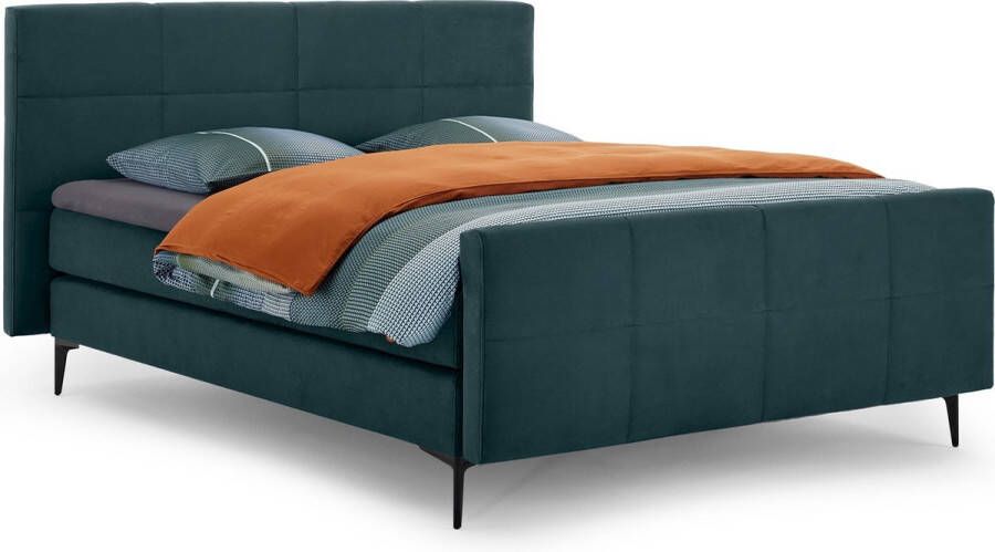 Karlsson Boxspring Attraktiv Trendik vlak met gestoffeerd matras 160 x 200 cm challenger teal