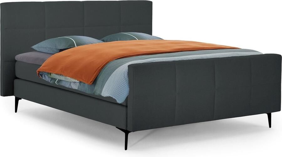 Karlsson Boxspring Attraktiv Trendik vlak met gestoffeerd matras 140 x 200 cm anthracite - Foto 2