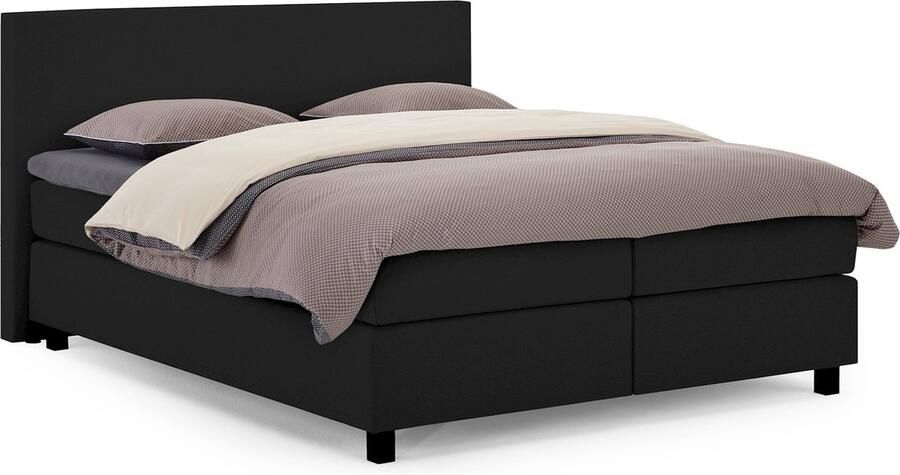 Karlsson Boxspring Autentik Tunn vlak met gestoffeerd matras 140 x 200 cm black