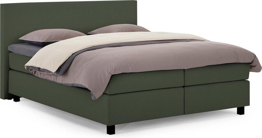 Karlsson Boxspring Autentik vlak met gestoffeerd matras 180 x 200 cm green