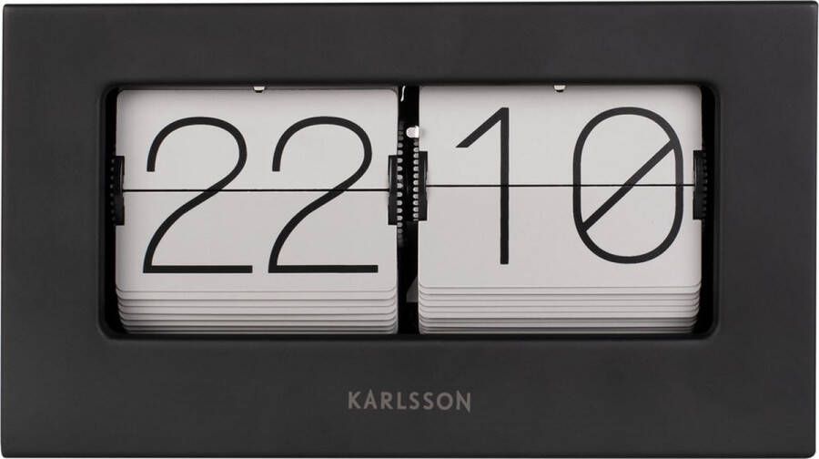 Karlsson Tafelklok Boxed Flip Matzwarte kast Flips Warm Grijs 20 5x11 5cm