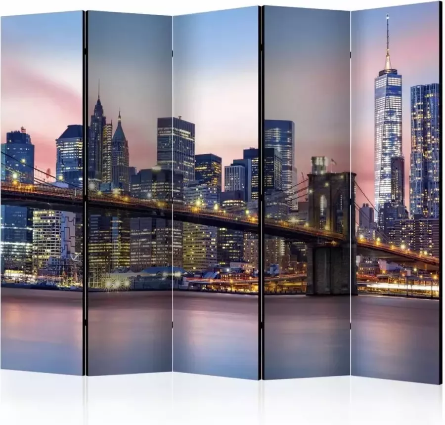 karo-art Vouwscherm City of Dreams New York 225x172cm gemonteerd geleverd dubbelzijdig geprint (kamerscherm)