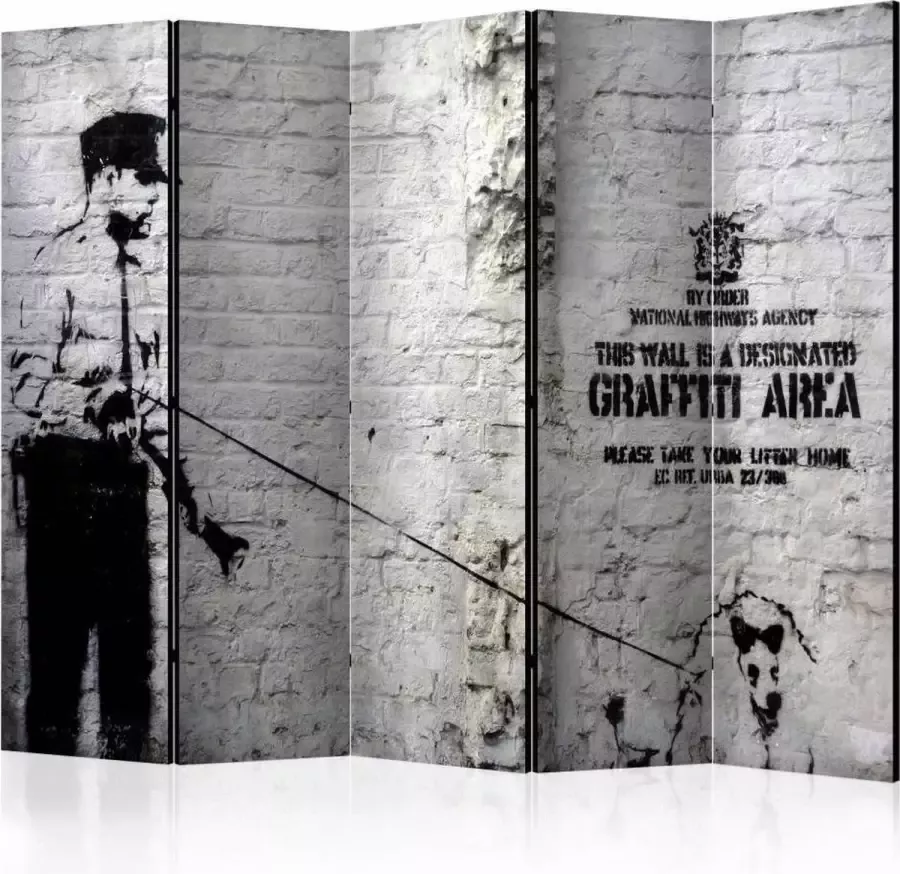 Karo-art Vouwscherm Graffiti Area Banksy 225x172cm gemonteerd geleverd dubbelzijdig geprint(kamerscherm)