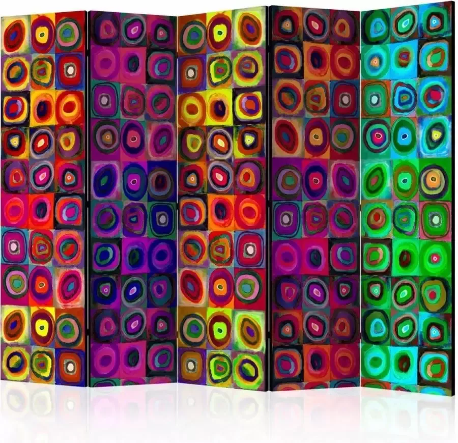 karo-art Vouwscherm Kleurrijk abstract 225x172cm gemonteerd geleverd dubbelzijdig geprint (kamerscherm)