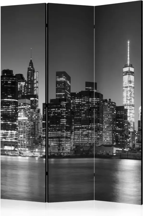 karo-art Vouwscherm kamerscherm New York Nights 135x172cm gemonteerd geleverd dubbelzijdig geprint