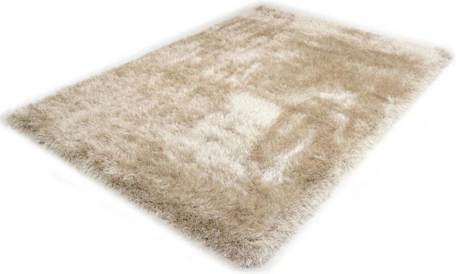 Karpet24 Glossy Zacht modern hoogpolig tapijt 120x170 cm zacht glanseffect lurex polyester poolhoogte 70 mm effen zand