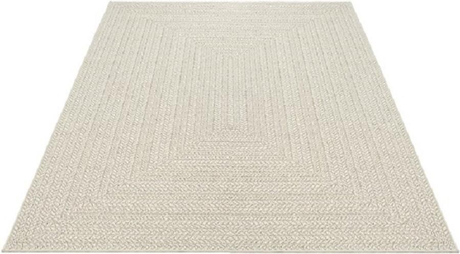 Karpet24 Buitentapijt jute look| Rechthoekig met vierkant patroon| natuurlijke look voor tuin balkon of terras Weer- en UV-bestendig Tuintapijt-120 x 170 cm