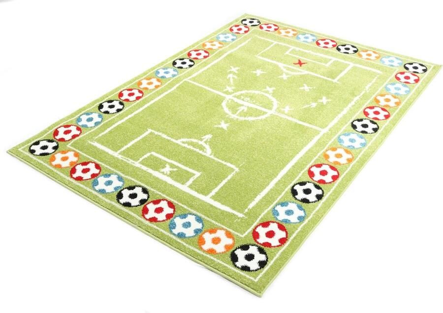 Karpet24 Kindervloerkleed Voetbalveld Groen-140 x 200 cm