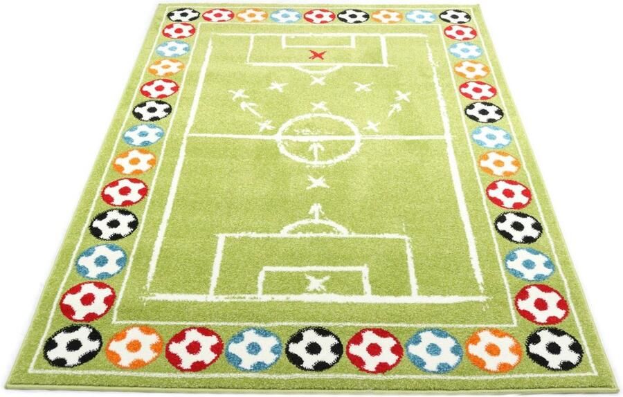 Karpet24 Kindervloerkleed Voetbalveld Groen-160 x 230 cm
