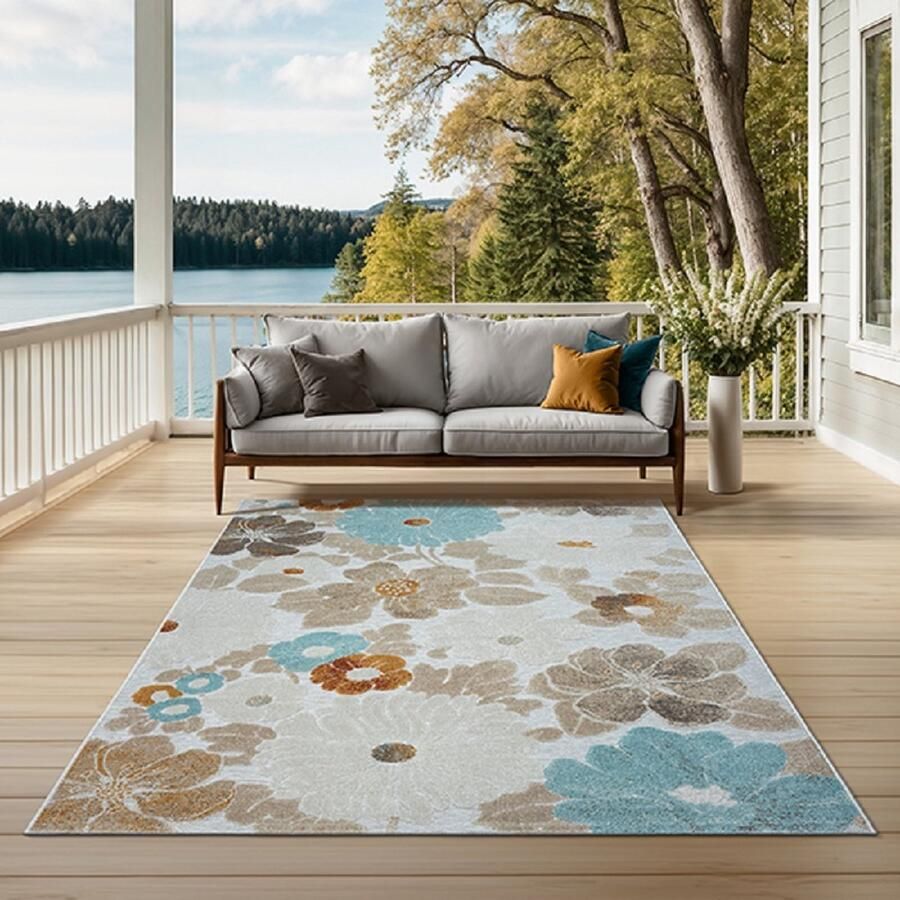 Karpet24 Mira Buitentapijt -80 x 150 cm Multi – Robuust & Weerbestendig Vloerkleed met Modern Design UV-bestendig Perfect voor Balkon Terras Keuken & Woonkamer