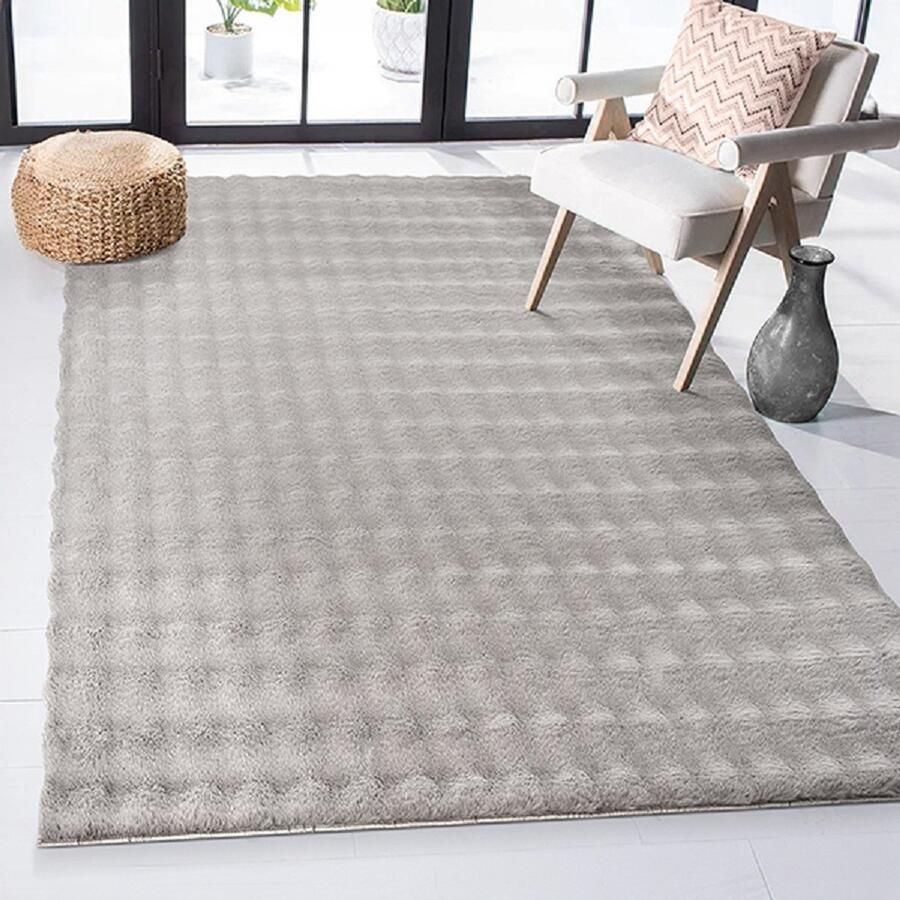 Karpet24 Superzacht Hoogpolig vloerkleed bubblevorm- Cloudy Grijs-120 x 160 cm