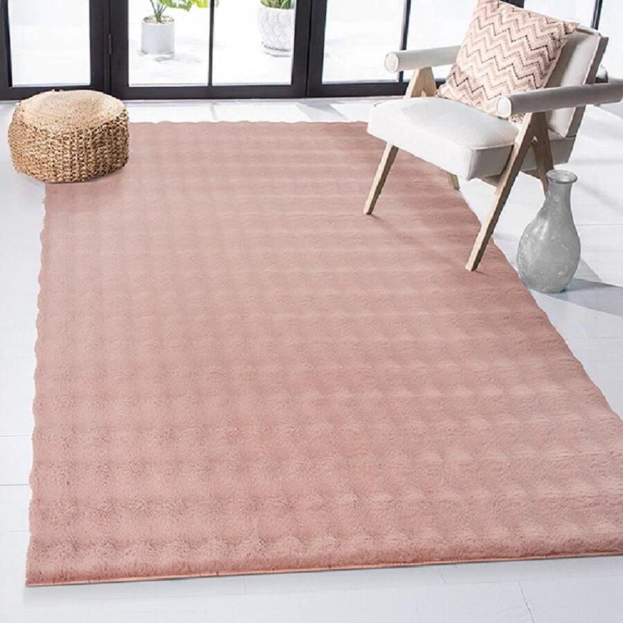 Karpet24 Superzacht Hoogpolig vloerkleed bubblevorm- Cloudy Roze-140 x 200 cm