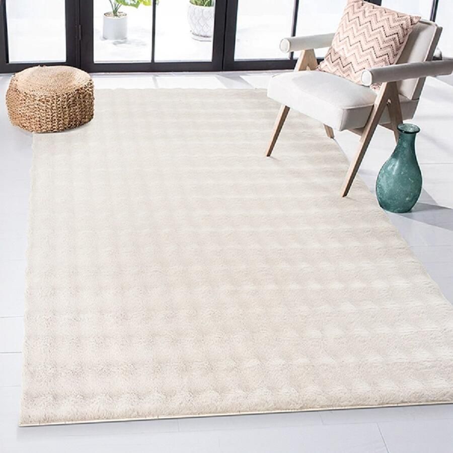 Karpet24 Superzacht Hoogpolig vloerkleed bubblevorm- Cloudy Wit-120 x 160 cm