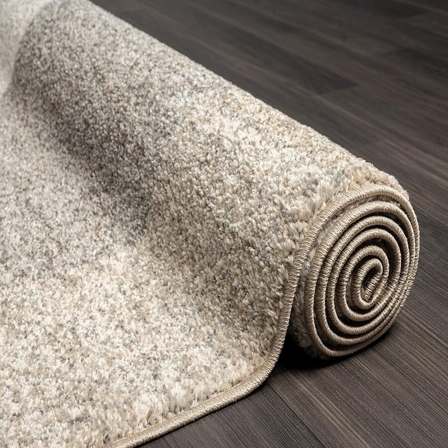Karpet24 Vloerkleed Thales -160 x 220 cm modern laagpolig voor woonkamer slaapkamer contour geometrische patronen geruit beige
