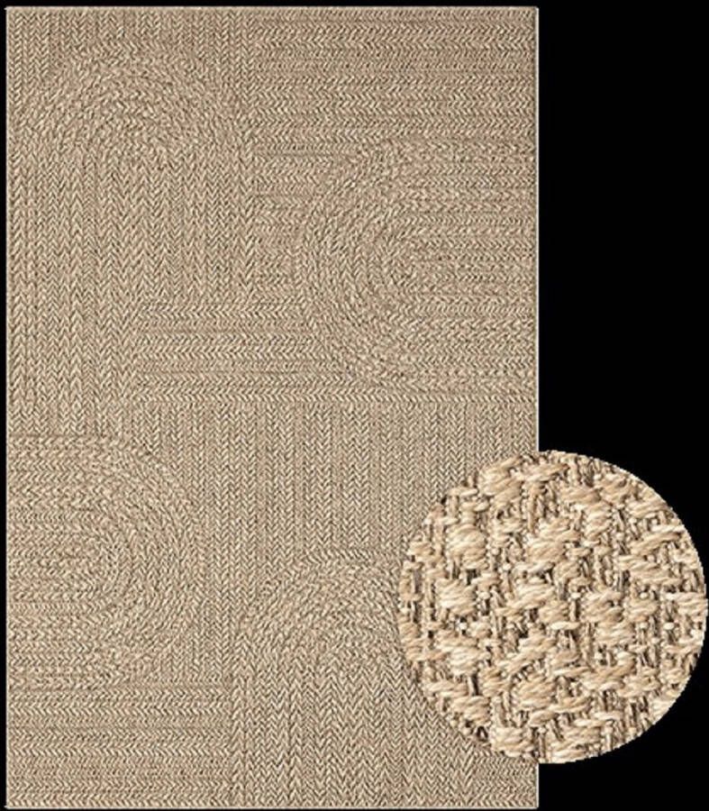 Karpet24 Kenzy Buitentapijt met jute look| Rechthoekig met regenboogmotief natuurlijke look voor tuin balkon of terras Weer- en UV-bestendig Tuintapijt-160 x 230 cm