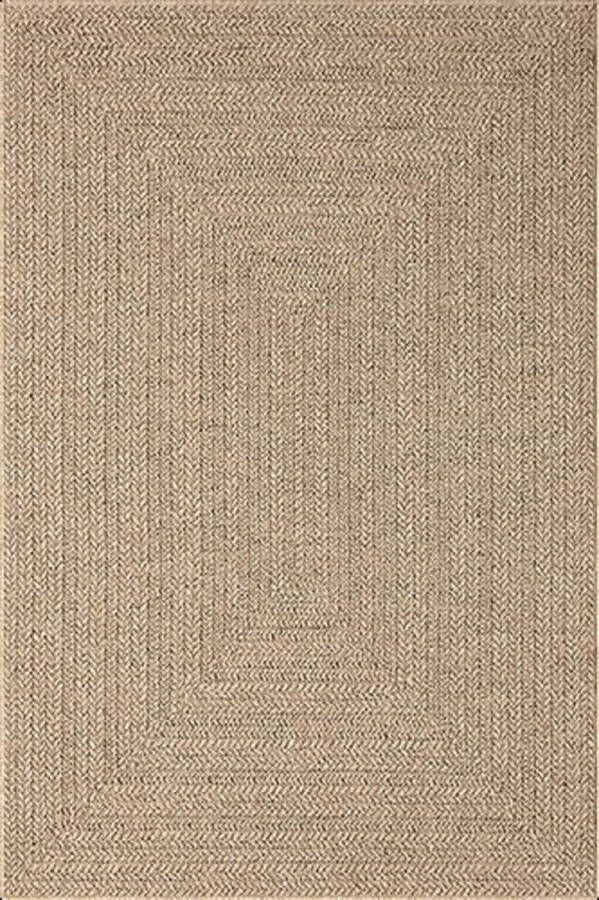 Karpet24 Kenzy Buitentapijt met jute look| Rechthoekig met vierkant patroon| natuurlijke look voor tuin balkon of terras Weer- en UV-bestendig Tuintapijt-120 x 170 cm - Foto 2