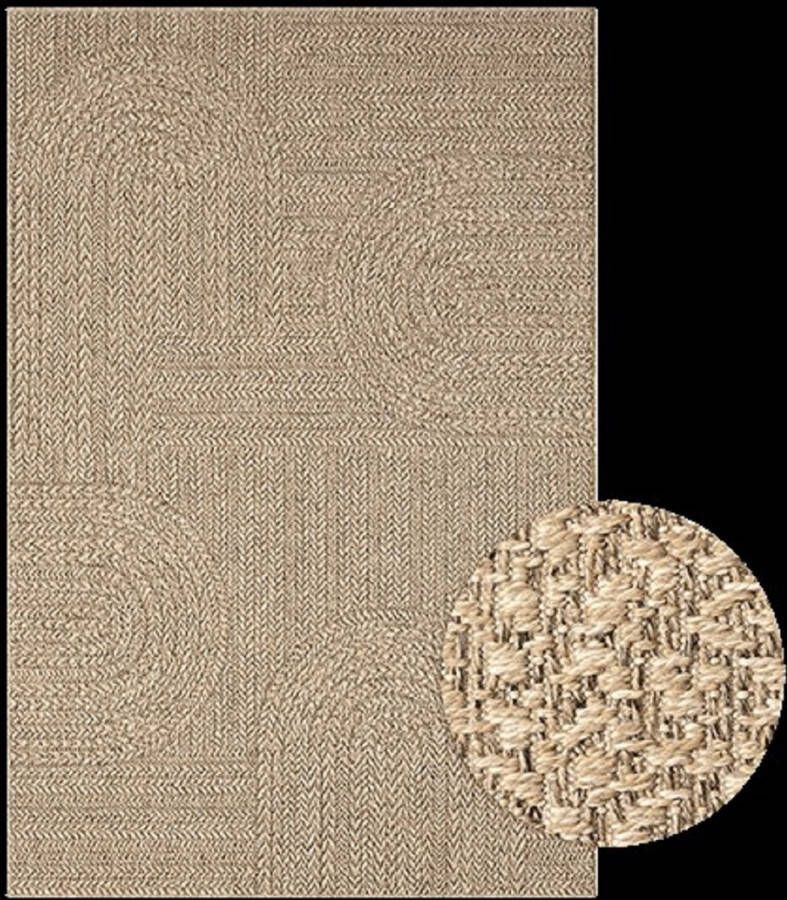 Karpet24 Kenzy Buitenvloerkleed- 120x170 cm met jute look| Rechthoekig met regenboogmotief Weer- en UV-bestendig Tuintapijt