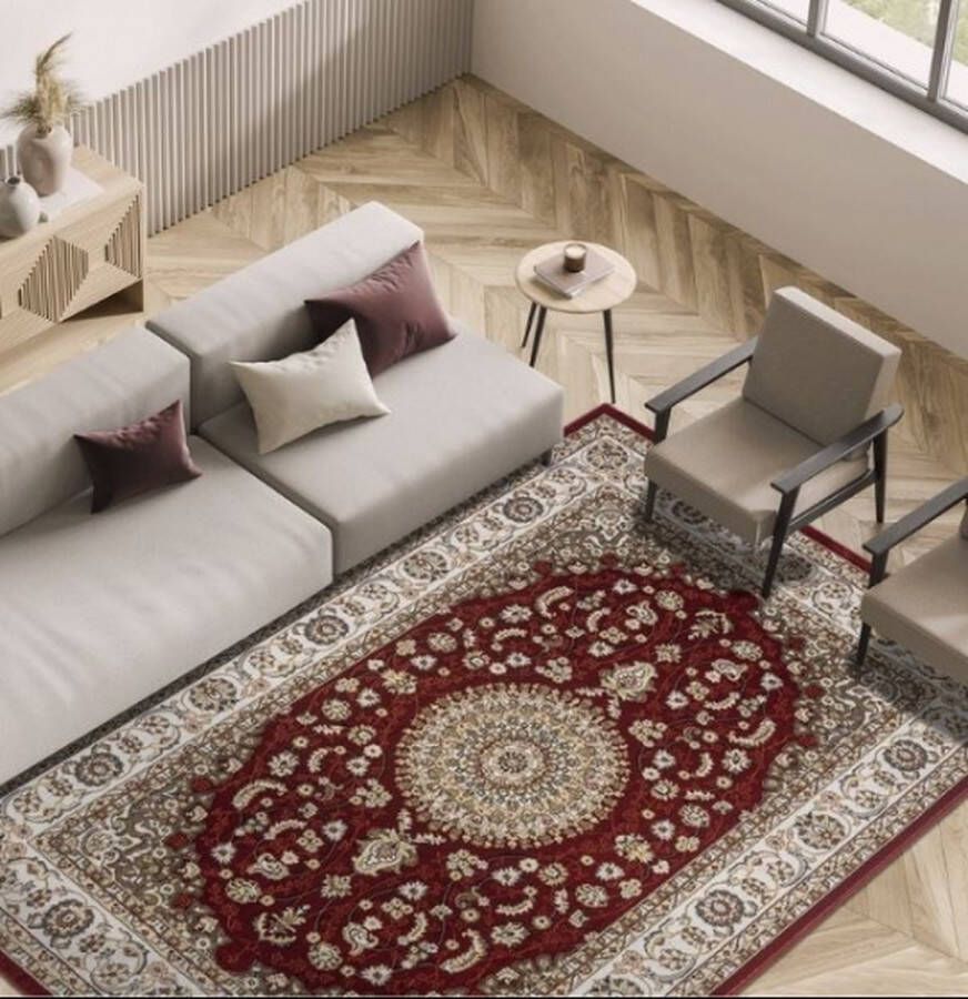 Karpet24 Laagpolig Perzisch motief Vloerkleed Rood-240 x 340 cm