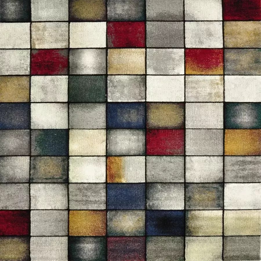 Karpet24 Laagpolig Vloerkleed geruit design vierkant veelkleurig multi-160 x 230 cm