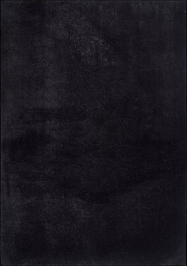 Karpet24 Loft modern pluizig laagpolig tapijt antislip onderkant wasbaar tot 30 graden heerlijk zacht bontlook zwart -160 x 220 cm - Foto 3
