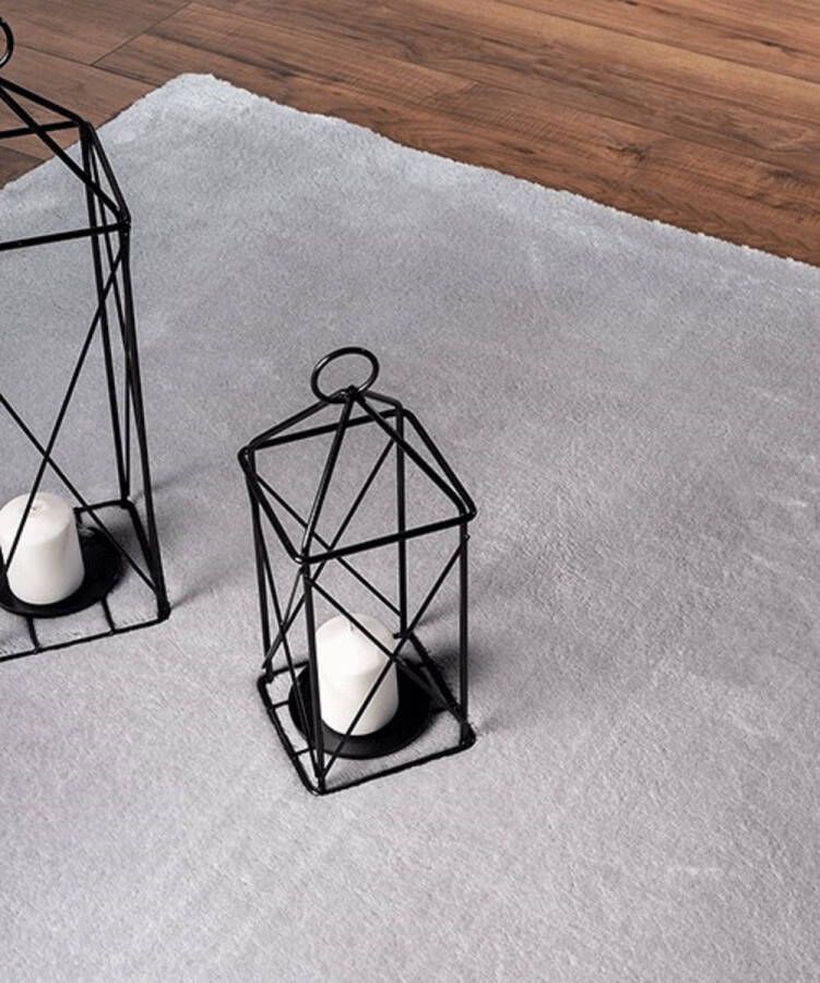 Karpet24 Loft modern pluizig laagpolig tapijt Ø 120 cm rond antislip onderkant wasbaar tot 30 graden heerlijk zacht bontlook grijs
