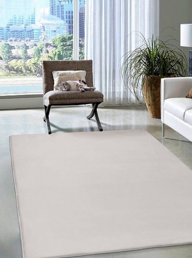 Karpet24 Superzacht Laagpolig Vloerkleed met bontlook Beige-200 x 280 cm