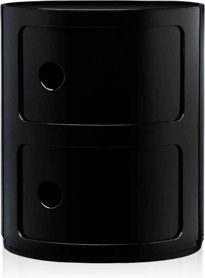 Kartell Componibili Kast Rond Nachtkastje (2 Comp.) Mat Zwart