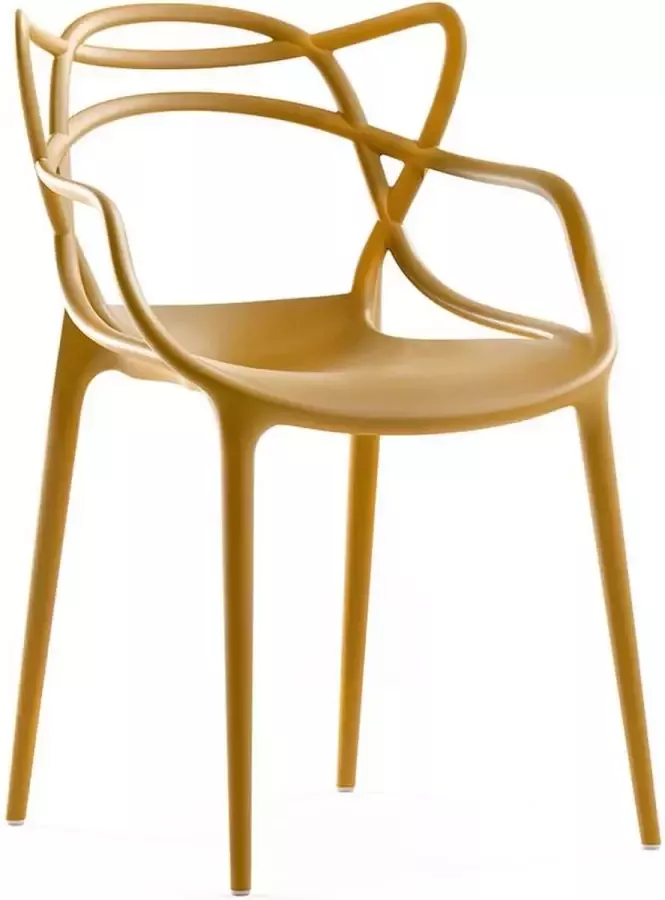 Kartell Design armstoelen Masters goudkleurig 2st stapelbare duurzame oker stoelen