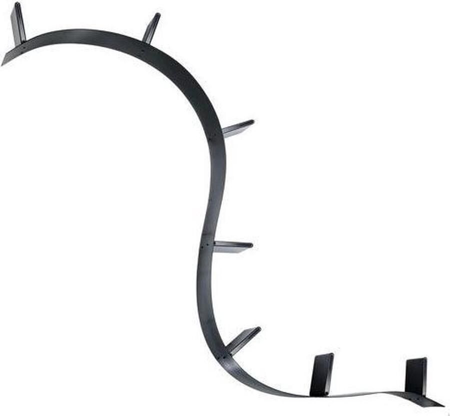 Kartell Bookworm wandplank 7 boeksteunen zwart doorzichtig