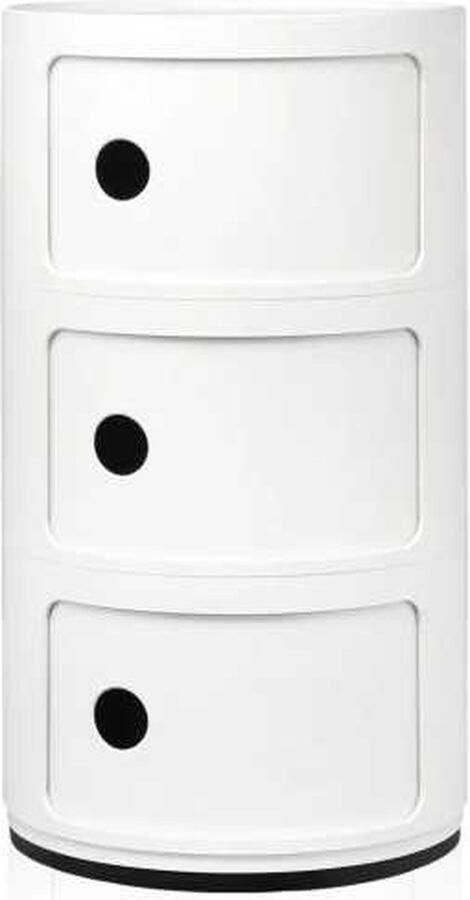 Kartell Componibili Kast Ø32 Nachtkastje (3 Comp.) Mat Wit