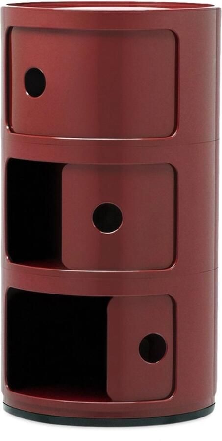 Kartell Componibili Kast Nachtkastje Large (3 Comp.) Ø32 Bordeaux