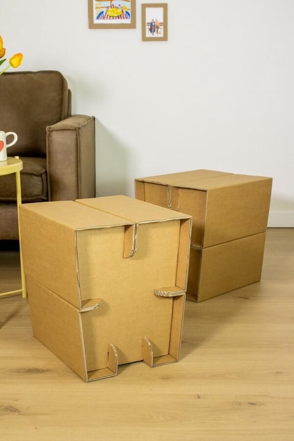 Kartent Kartonnen blok kruk Kartonnen meubel Karton kruk 35x35x41 cm 100% recyclebaar Hobbykarton - Foto 2