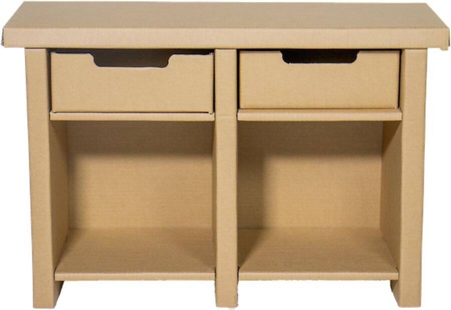 Kartent Kartonnen lage open kast Met 1 grote opbergbak 75 x 30 x 50 cm