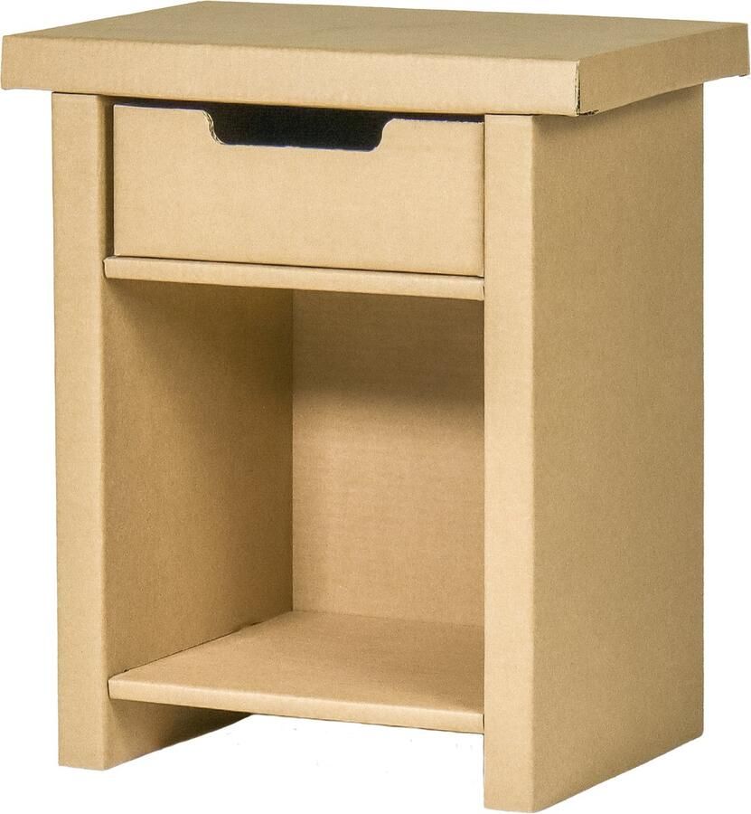 Kartent Kartonnen nachtkastje klassiek Met 1 grote bak Inclusief lade