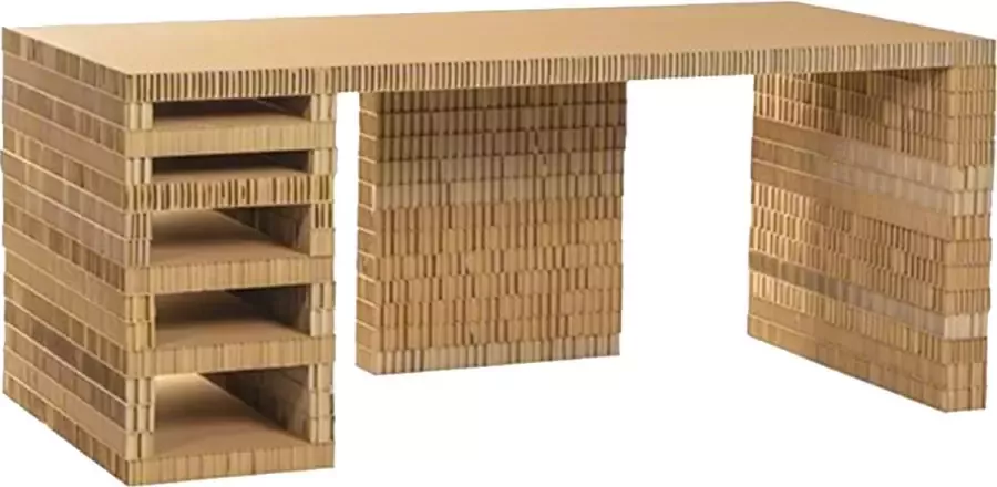 KarTent Kartonnen Honingraat Bureau Met 4mm wit plexiglas bovenblad Duurzaam Karton Hobbykarton