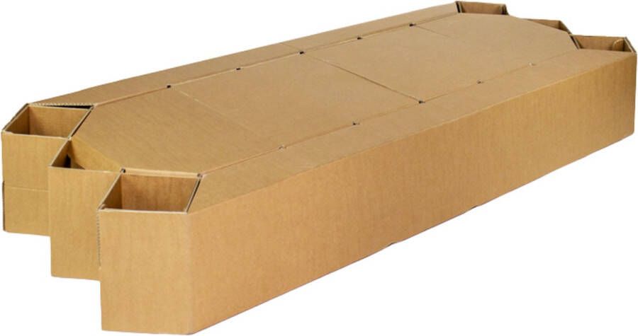 KarTent Kartonnen vouwbed Met bovenblad omranding 70 x 200 cm Uitvouwbaar bed Opklapbed Kartonnen meubels 100% recyclebaar Logeerbed