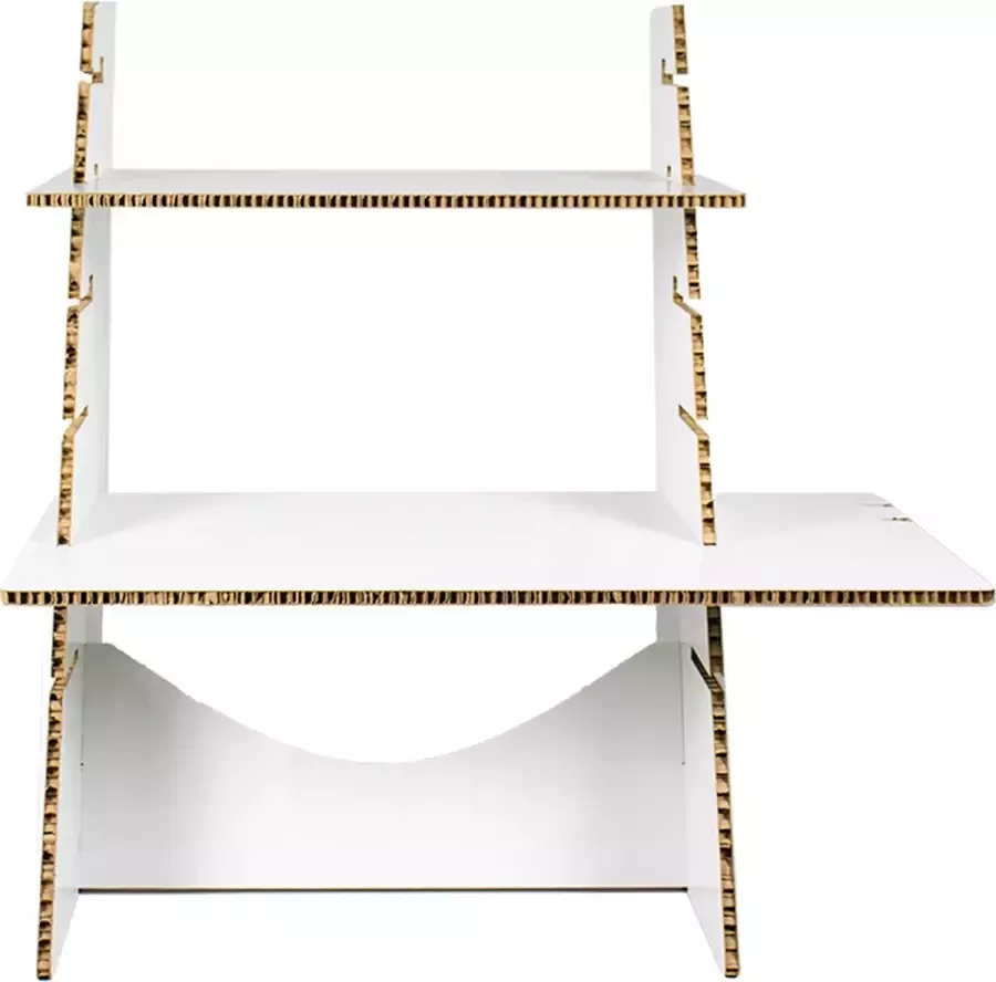 KarTent Sta bureau Sta werkplek Verhoogd bureau Ergonomische in hoogte verstelbaar Wit Karton Hobbykarton