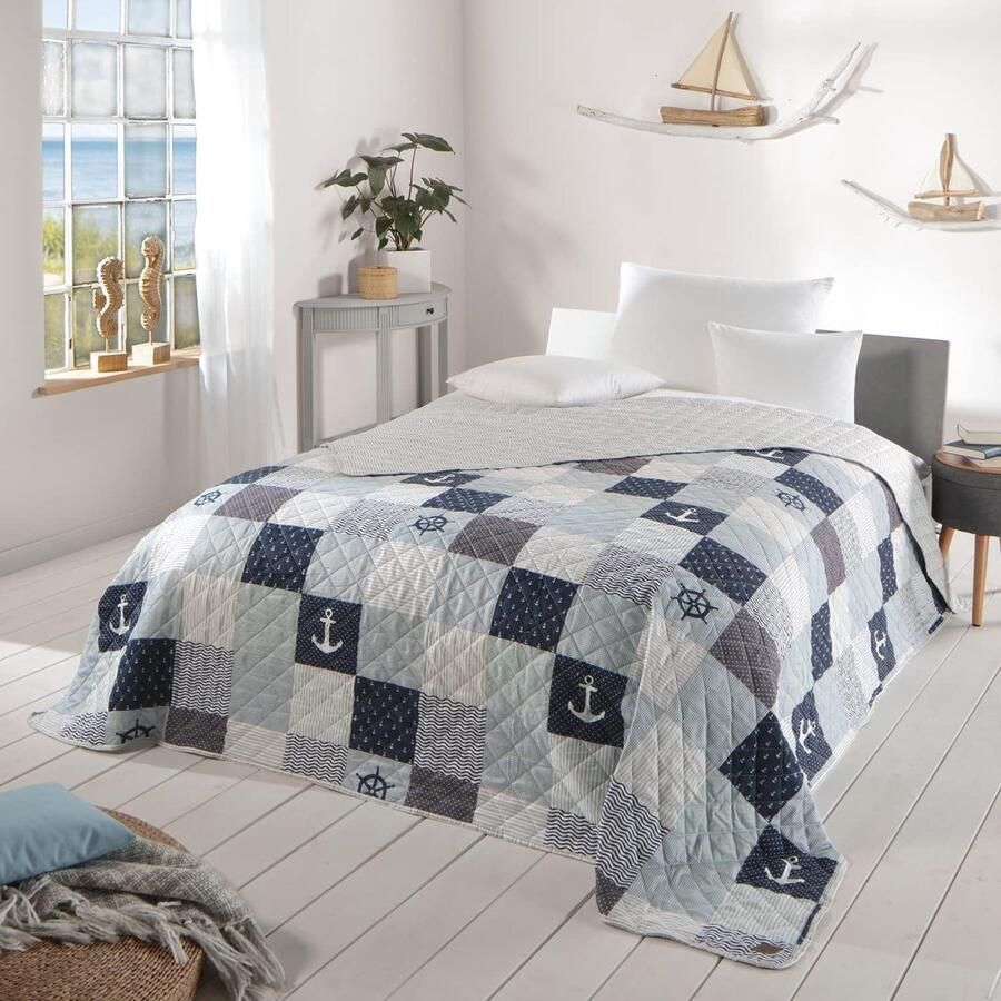 Kas Moderne patchwork sprei zacht gewatteerd 1 stuk 220 x 240 cm 100% polyester
