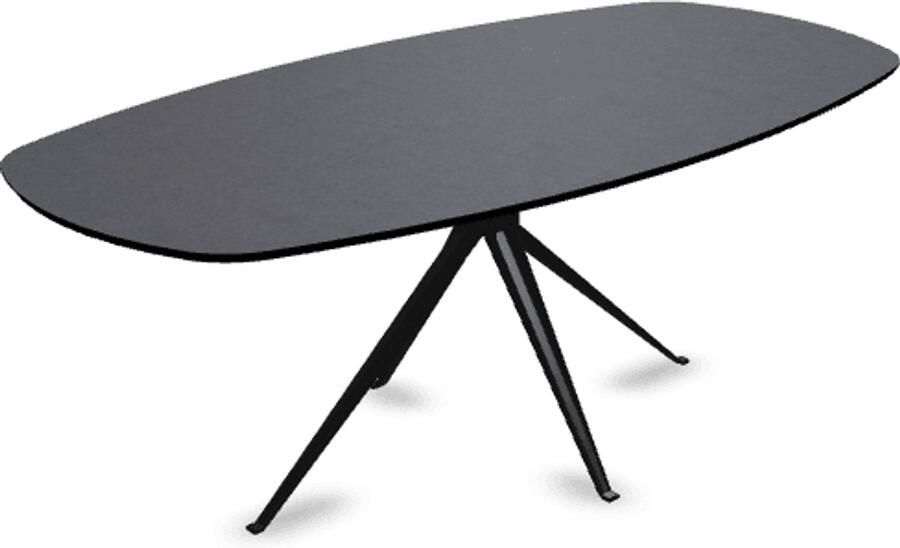 KAS20 Melamine eettafel beton donker Deens ovaal Anna onderstel beton tafel