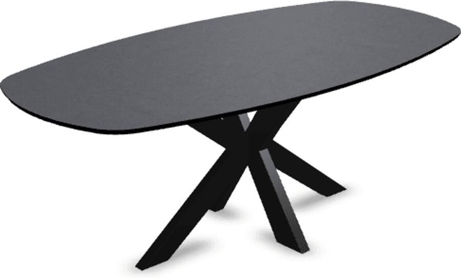 KAS20 Melamine eettafel beton donker Deens ovaal Matrix onderstel beton tafel