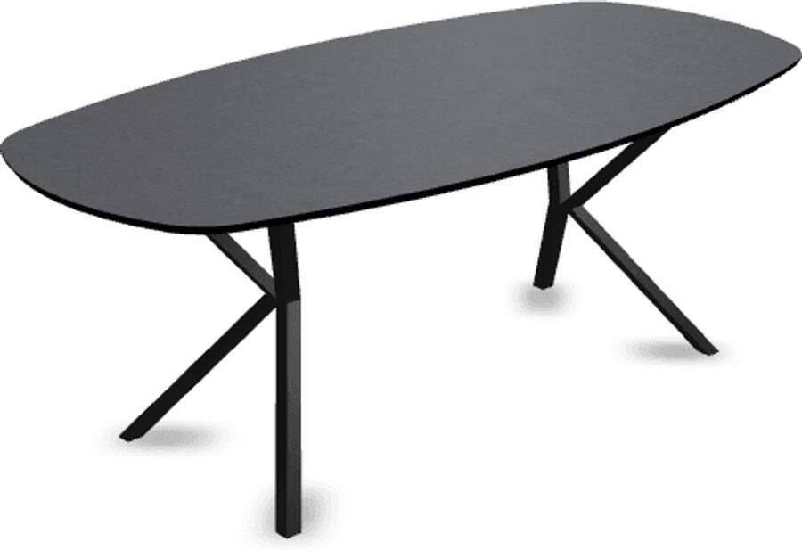 KAS20 Melamine eettafel beton donker Deens ovaal VV onderstel beton tafel