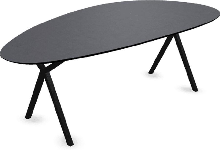 KAS20 Melamine eettafel beton donker Kiezel Type A Scissor onderstel beton tafel