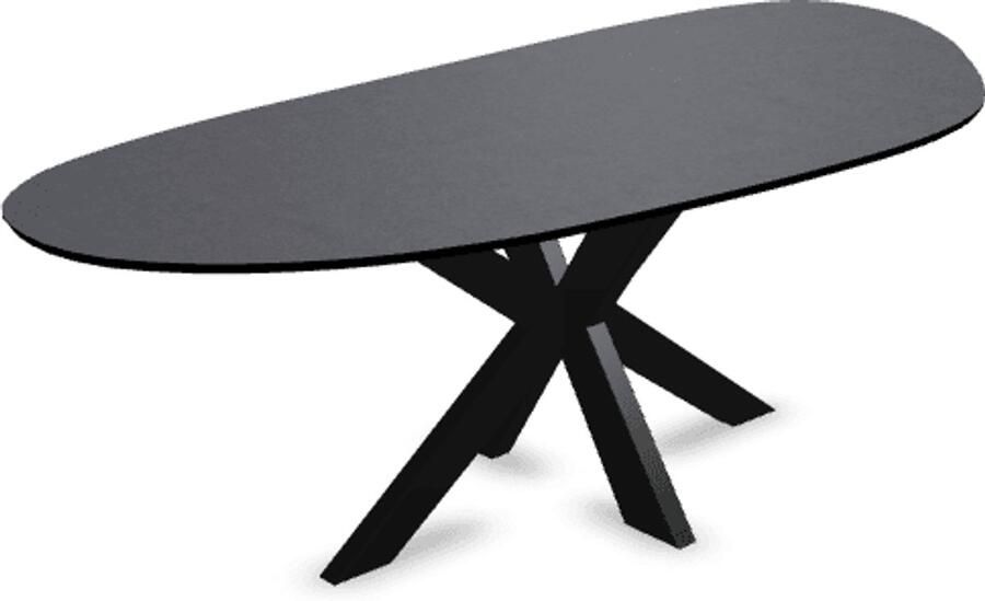 KAS20 Melamine eettafel beton donker Organisch Type A Matrix onderstel beton tafel