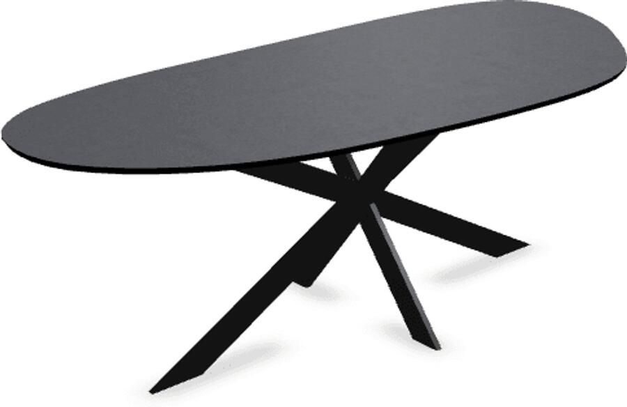 KAS20 Melamine eettafel beton donker Organisch Type A Matrix ultra onderstel beton tafel