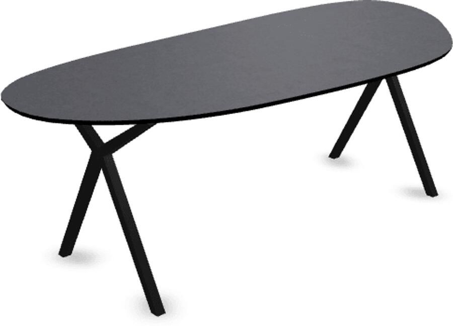 KAS20 Melamine eettafel beton donker Organisch Type A Scissor onderstel beton tafel