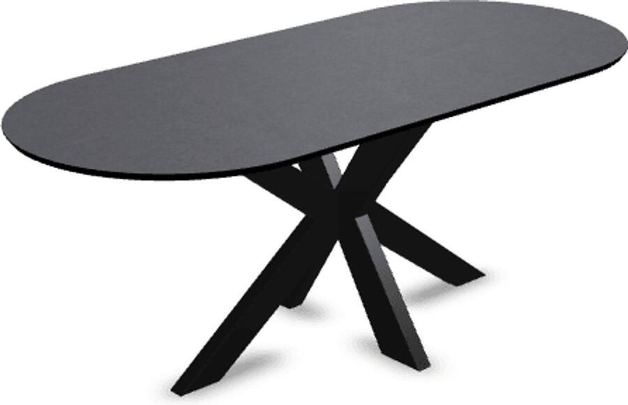 KAS20 Melamine eettafel beton donker Plat ovaal Matrix onderstel beton tafel