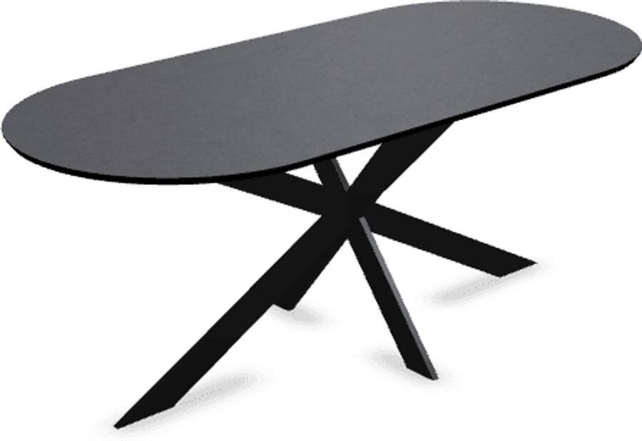 KAS20 Melamine eettafel beton donker Plat ovaal Matrix ultra onderstel beton tafel