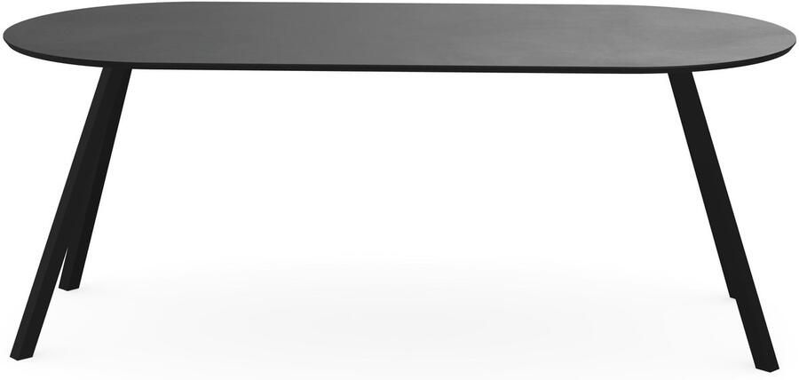 KAS20 Melamine eettafel beton donker Plat ovaal Schuine i zwart beton tafel