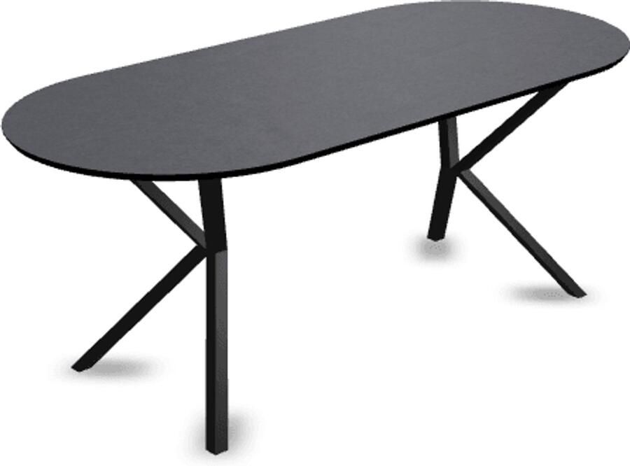 KAS20 Melamine eettafel beton donker Plat ovaal VV onderstel beton tafel